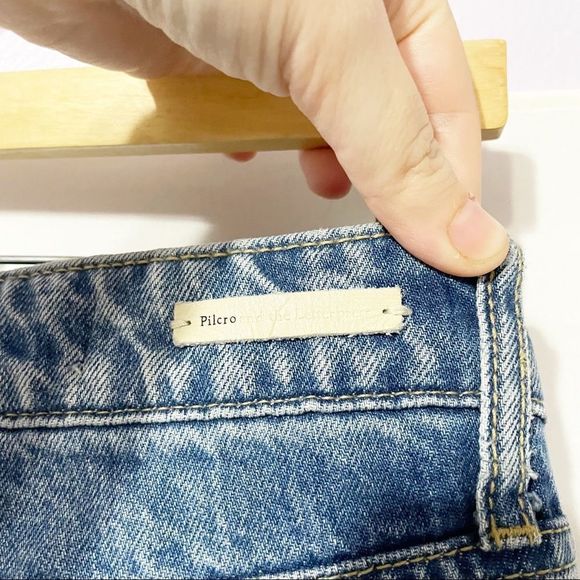 Sz26 Distressed Patch Blue Jeans Pilcro & the Letterpress Anthropologie - Picture 9 of 12